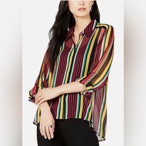 INC International Concepts Striped Sheer Blouse